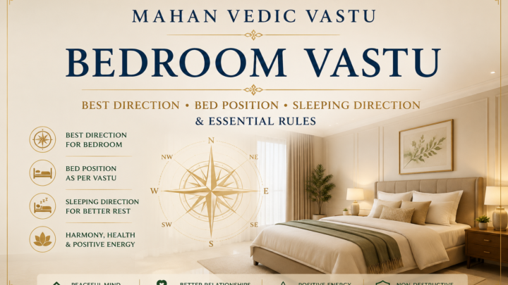 Bedroom Vastu guide showing master bedroom direction, bed position and sleeping direction according to Vastu Shastra