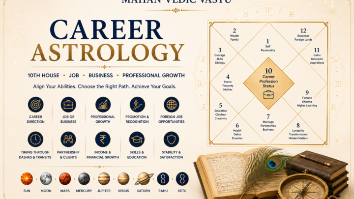 Career astrology birth chart showing 10th house, job and business analysis in Vedic astrology