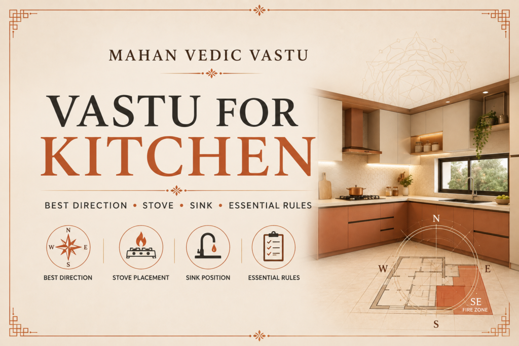 Vastu for kitchen showing best kitchen direction, stove placement and sink position according to Vastu Shastra – Mahan Vedic Vastu