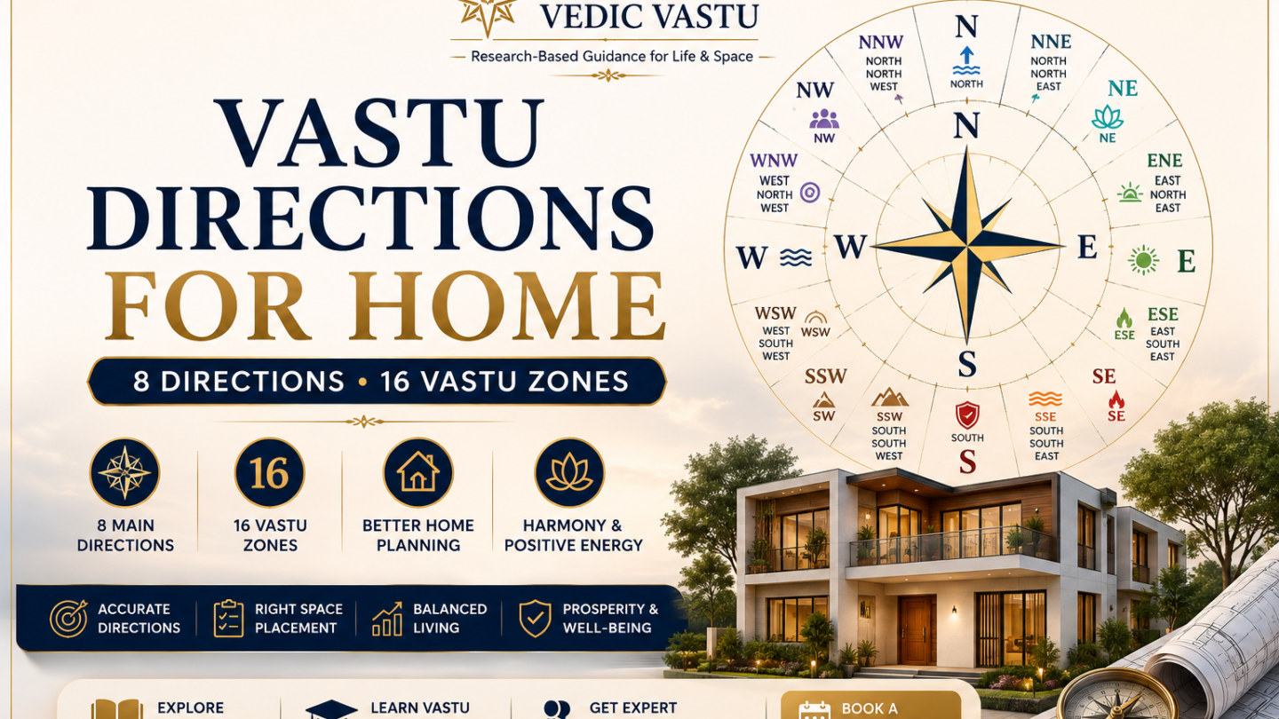 Vastu Directions for Home: 8 Directions, 16 Zones & Complete Guide Vastu directions for home showing 8 directions and 16 Vastu zones for house planning
