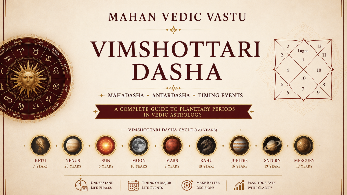 Vimshottari Dasha showing Mahadasha and Antardasha planetary periods in Vedic Astrology